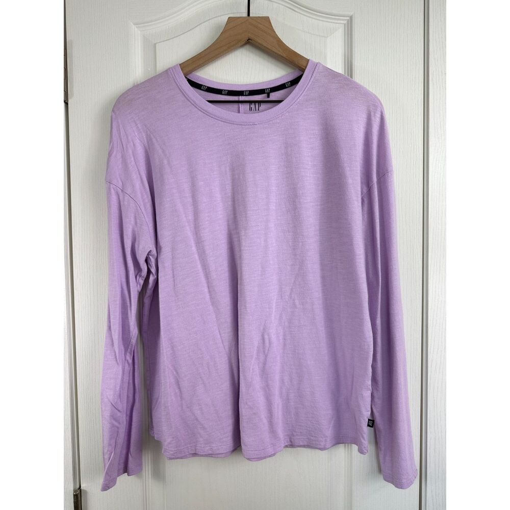 Gap Women's Long Sleeve Tee Light Purple Cotton Modal Blend Size L Large